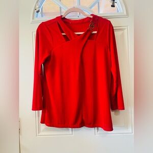 Michael Kors Vibrant Red Blouse with Unique Neckline